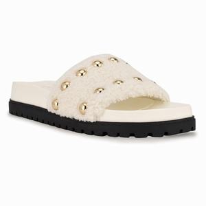 Nine West Freely Studded Flat Slippers - White - Ireland (UN6705124)